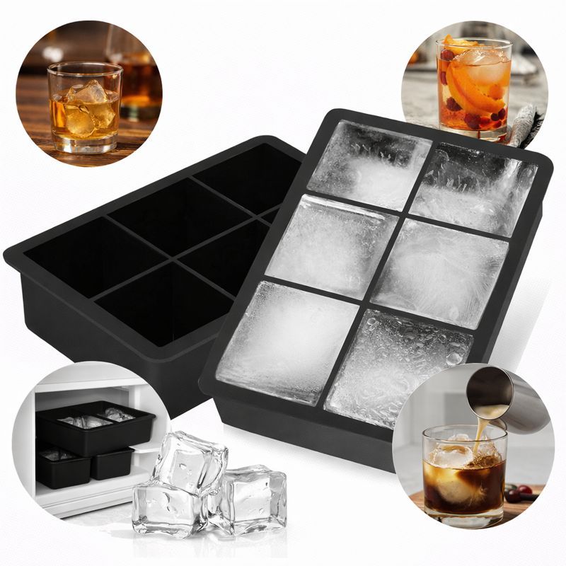 Kit 4 Forma De Silicone Gelo Cubo Grande Cubos Drink Whisky