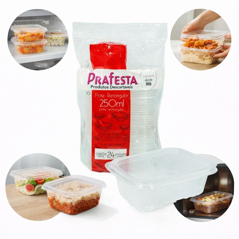 Kit 96 Pote Descartável 250ml Freezer Microondas Marmita