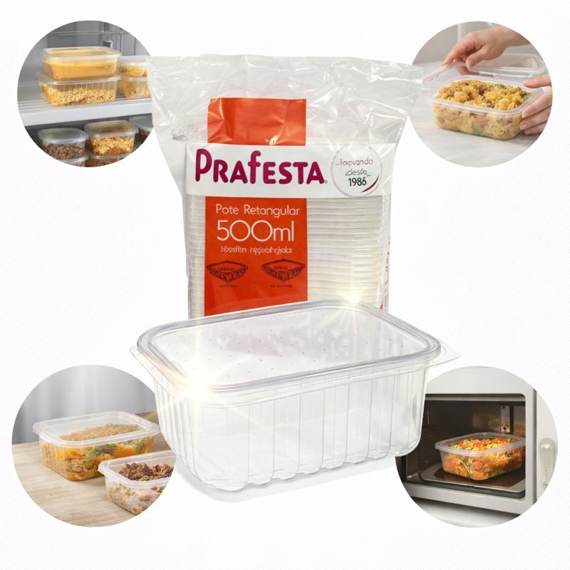 Kit 144 Pote Descartável 500ml Freezer Microondas Marmita