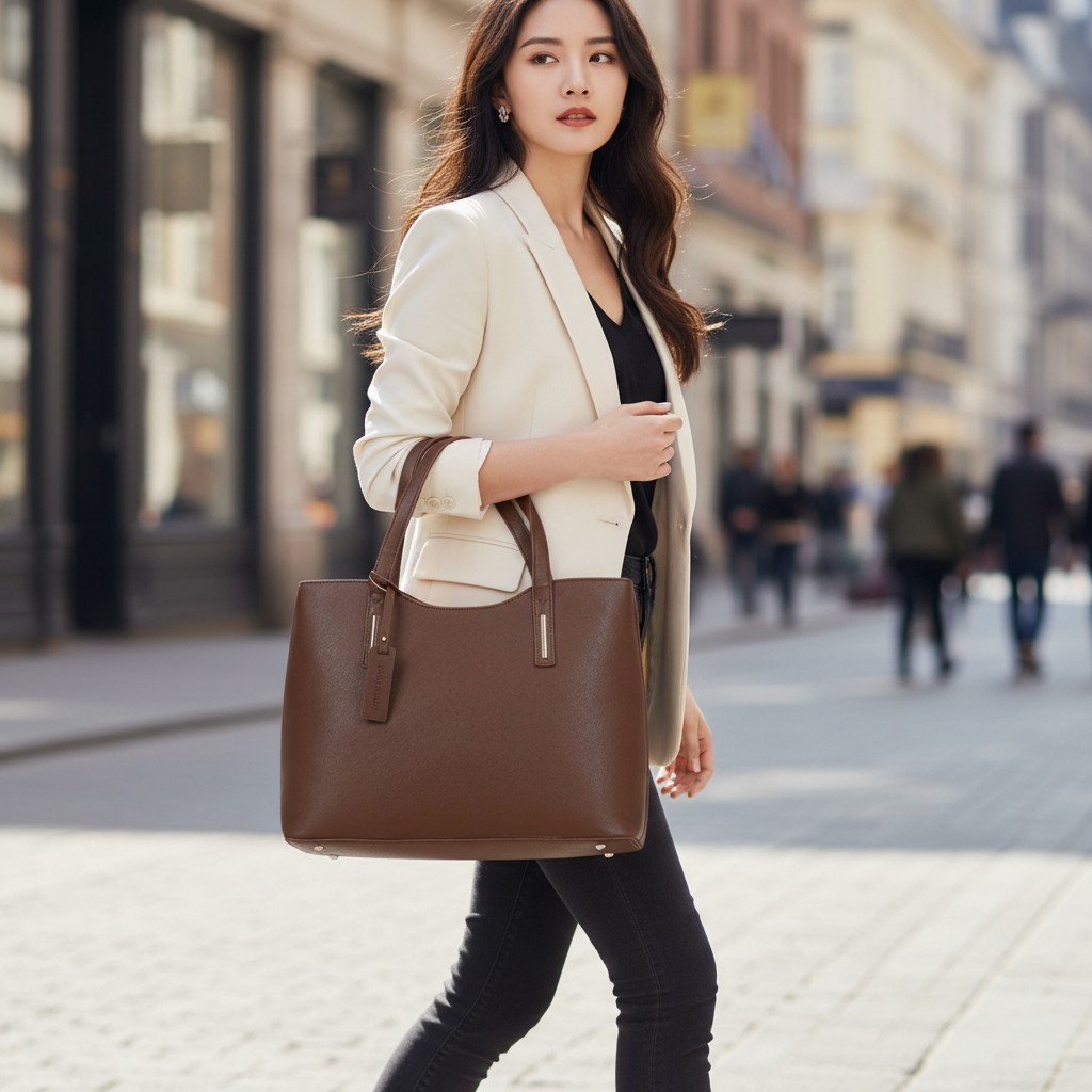 Bolsa Tote Feminina Couro PU De Ombro E Transversal Grande Espaçosa Elegante  Premium para Trabalho e Dia a Dia em Oferta na Shopee