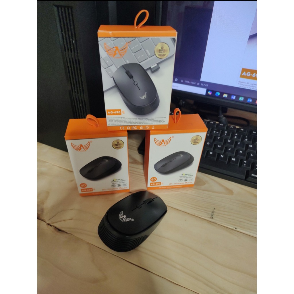 Mouse Sem Fio 2.4g.bt5.0 + Wireless Ag-690 E Preto clip-icon Mouse Sem Fio 2.4g.bt5.0 + Wireless Ag-690 E Preto Mouse