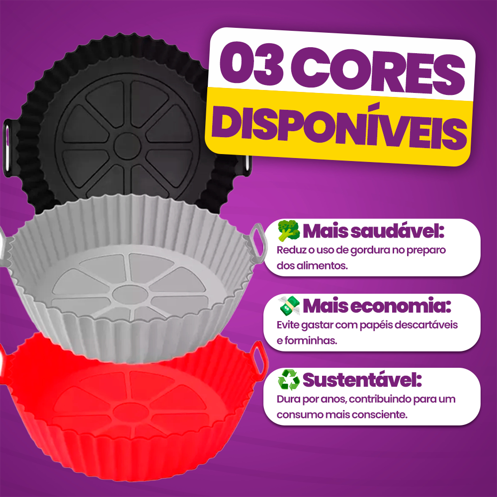 Forma Silicone Air Fryer Antiaderente Reutilizável Fácil Limpar Assar Sem Sujar Cozinha em Oferta na Shopee