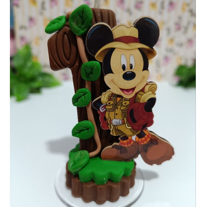 Vela de Aniversário Para Pronta Entrega do Mickey Safari para Decoração de Festa Infantil Personalizado em Oferta na Shopee