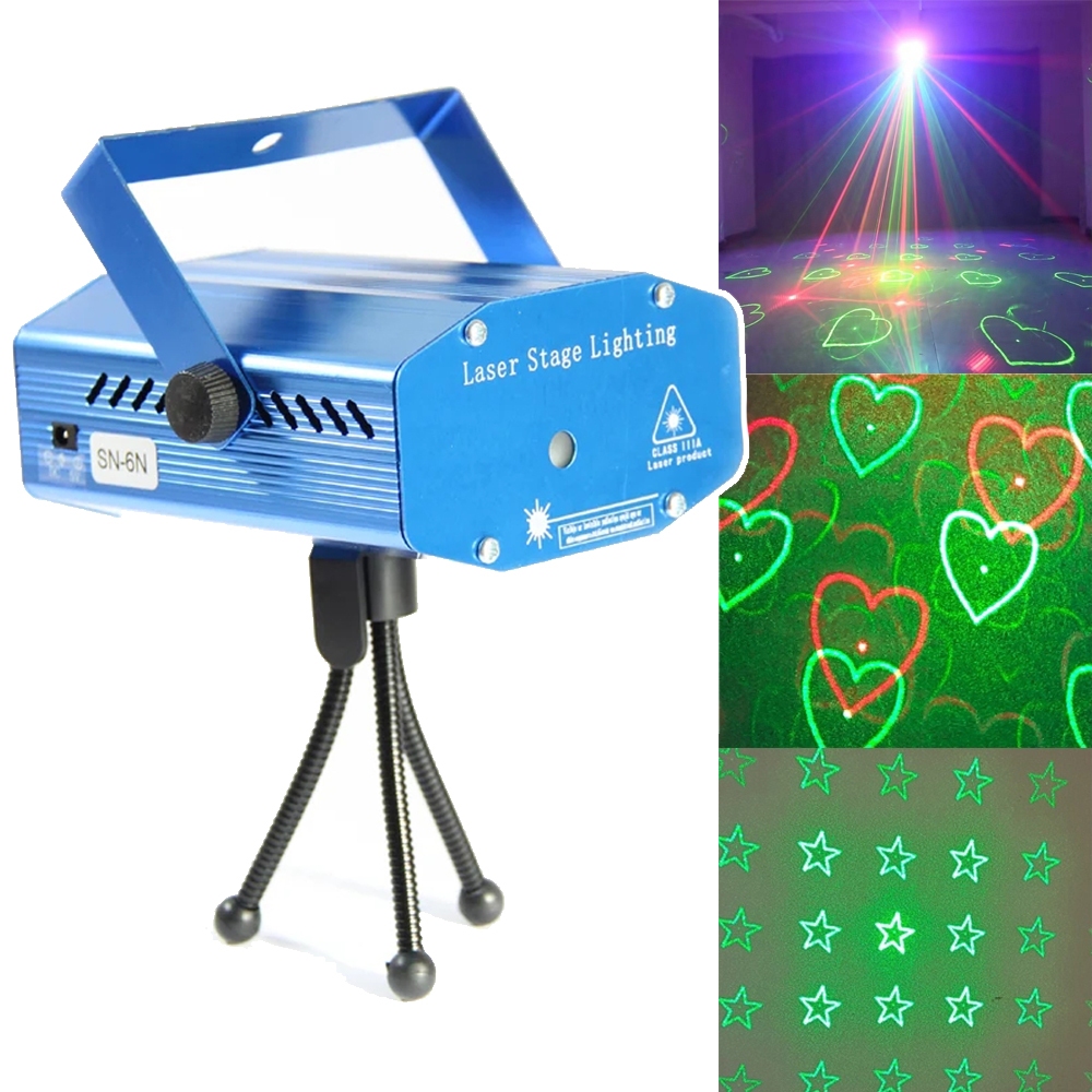 Mini Laser Projetor Coração Estrela Festa Balada Luzes Bivolt
