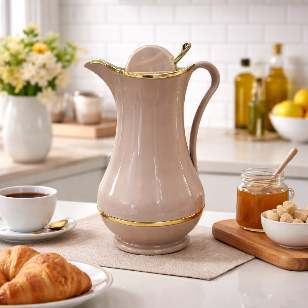 Garrafa Térmica Café Cha 1 Litro Detalhes Dourados Aladin Desing Elegante em Oferta na Shopee