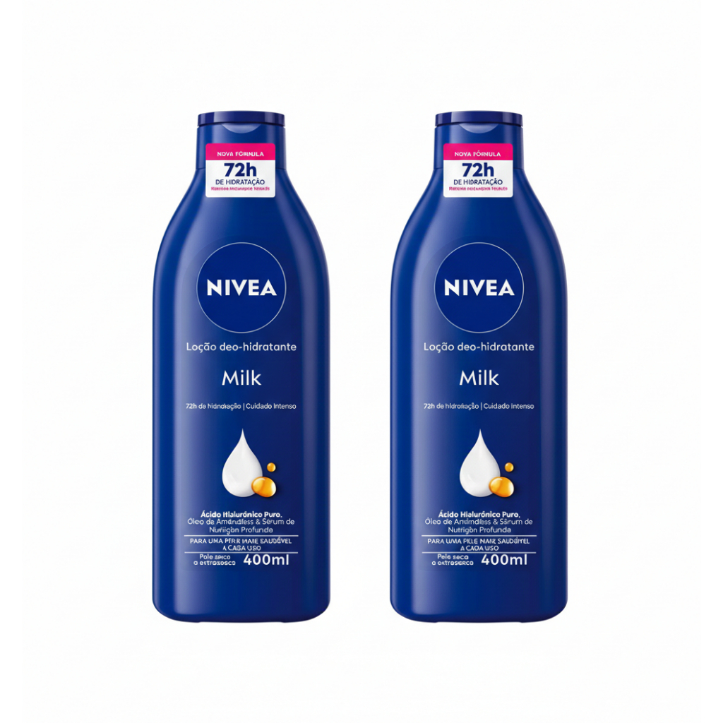 Kit 02un Loção Hidratante Nivea Milk 400ml