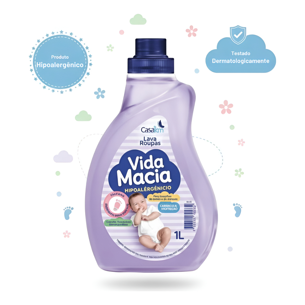 Lava Roupas de Bebê Vida Macia 1L - Limpeza Suave, Preserva Cores e Hipoalergênico em Oferta na Shopee