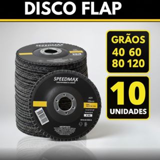 DISCO FLAP 4.1/2 Kit C/10pçs GRÃO 40 - 60 - 80 - 120 em Oferta na Shopee