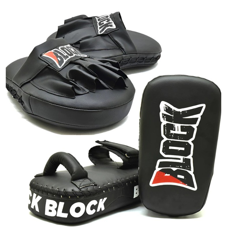 Kit Aparador De Chute e Manopla Profissional De Luta Muay Thay Block Fitness
