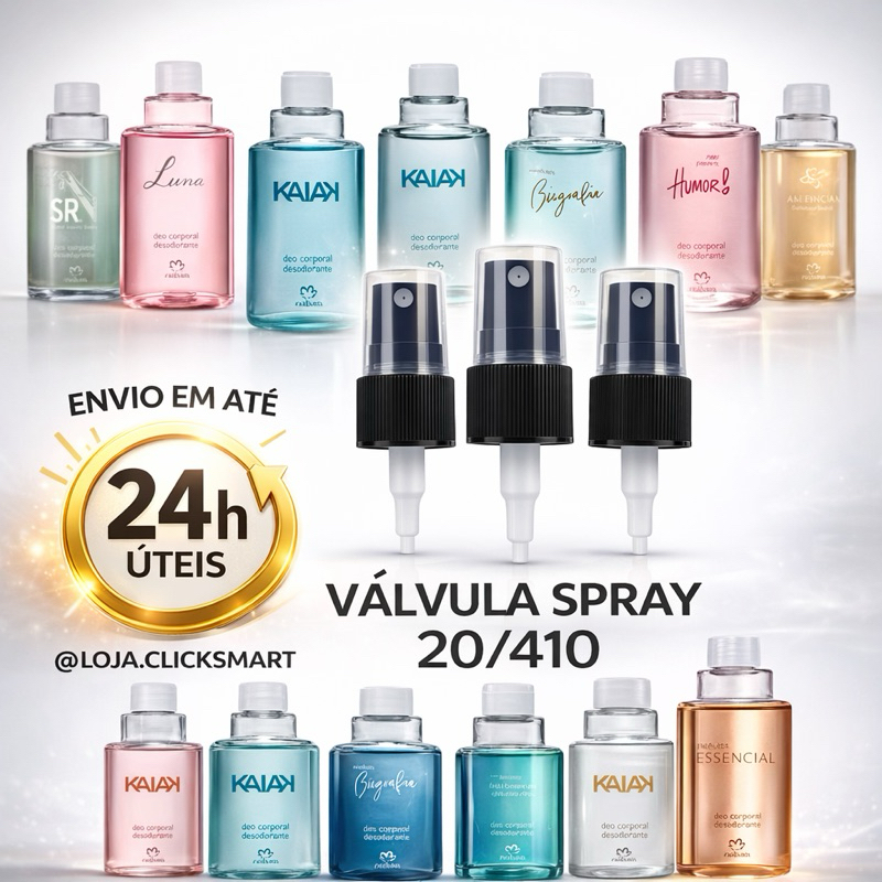 VÁLVULA SPRAY 20/410 – BORRIFADOR PARA BODY SPLASH, PERFUMES E FRASCOS KIT COM 3/6/12 UNIDADES – ENVIO EM 24H