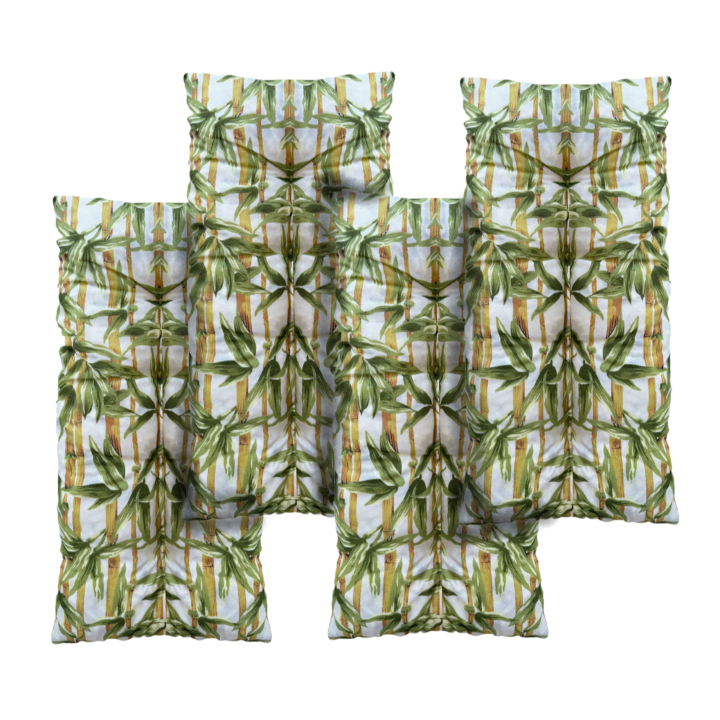 4 almofadas  95x45 cm, oferece conforto e estilo para bancos, poltronas e cadeiras de bambu e vime.