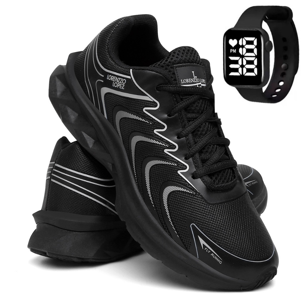 Tênis Masculino Esportivo Confortável Leve + Relogio Smart