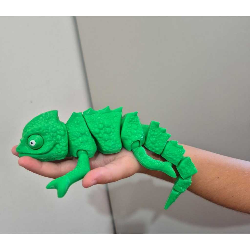 Camaleão Flexível Articulado Textura Realista Brinquedo Fidget Antiestresse Decoração Setup