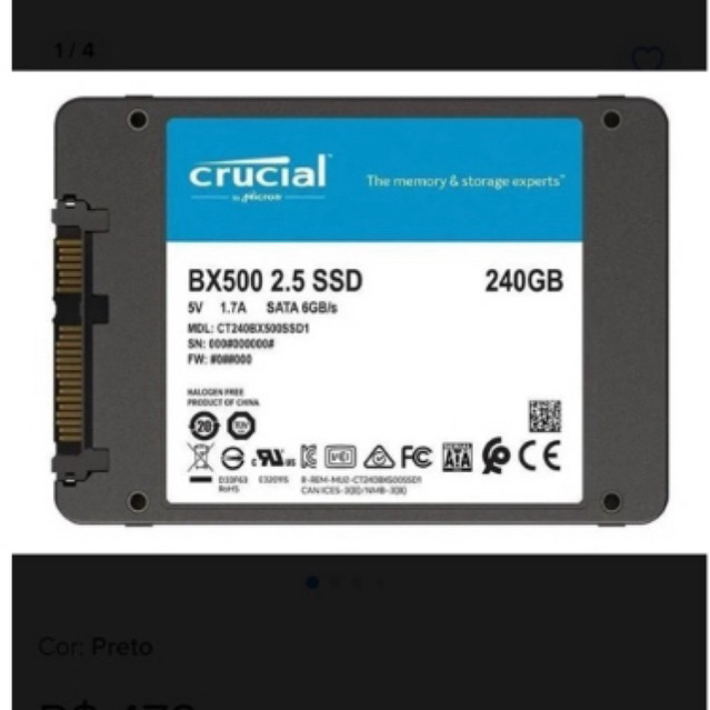Disco Sólido Interno Crucial Ct240bx500ssd1 240gb
