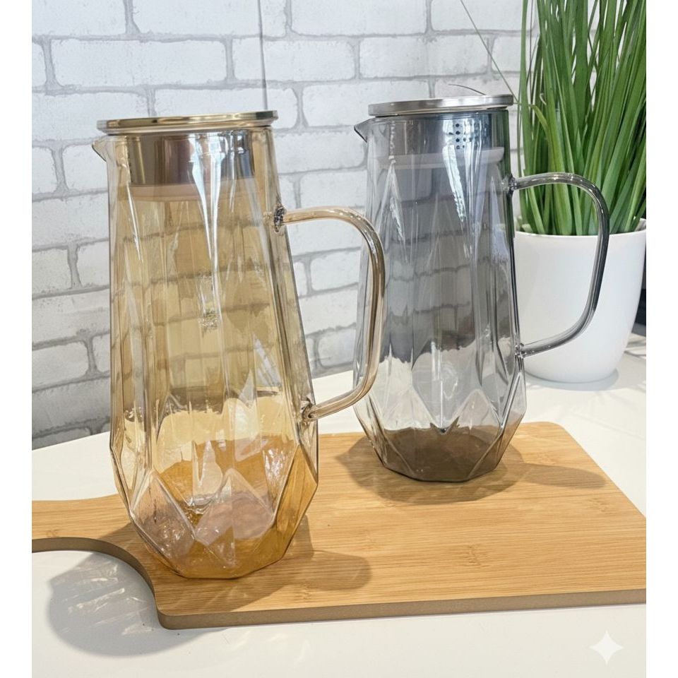 Jarra de VIDRO com tampa LUXO MESA POSTA AGUA SABORIZADA DRINK SUCO VERÃO