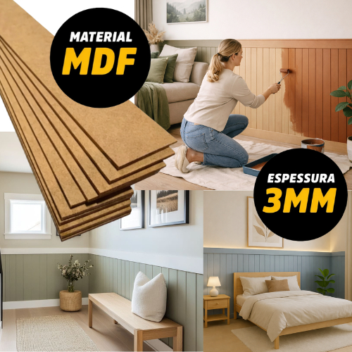 Kit 10 RIPA MDF Cru 3mm 100cm, 110 cm, 120cm  x 3cm 5cm 10cm Boiserie Shiplap Cabeceira Hall Entrada em Oferta na Shopee