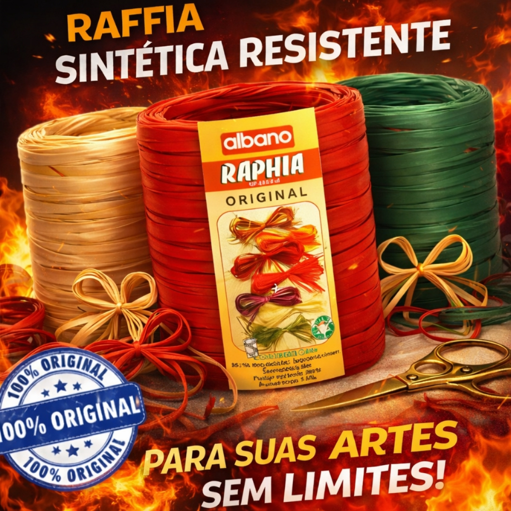Rafia Sintética Original    100 Metros Opções de cores