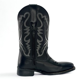 BOTA TEXANA FEMININA PRETA MODELO FÊNIX BICO QUADRADO COM ZIPER KPTXFNX