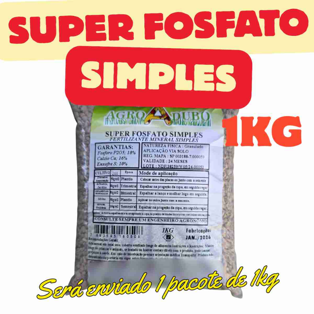 Fertilizante Super Fosfato Simples 1Kg Adubo