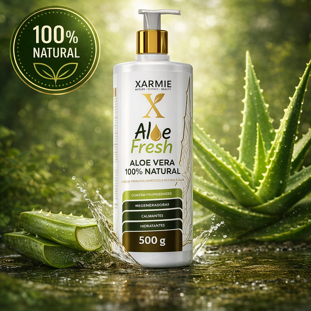 Gel de Babosa 500g Aloe Fresh – Hidratação Facial Intensa p/ Pele Oleosa, Barba e Cabelos