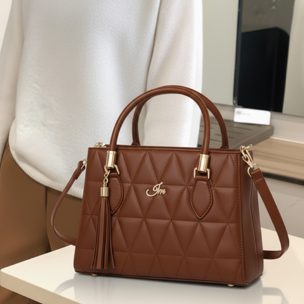 Bolsa Feminina Media Triangle Elegante com Alça de Ombro Transversal e Lateral Couro Pu Premium em Oferta na Shopee