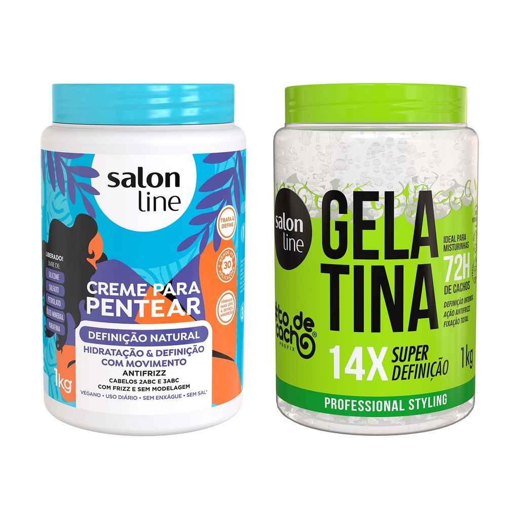 Kit Super Definição com Creme para Pentear e Gelatina em Oferta na Shopee