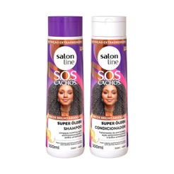 Kit Shampoo e Condicionador SOS Cachos Super Óleos Nutritivo Salon Line