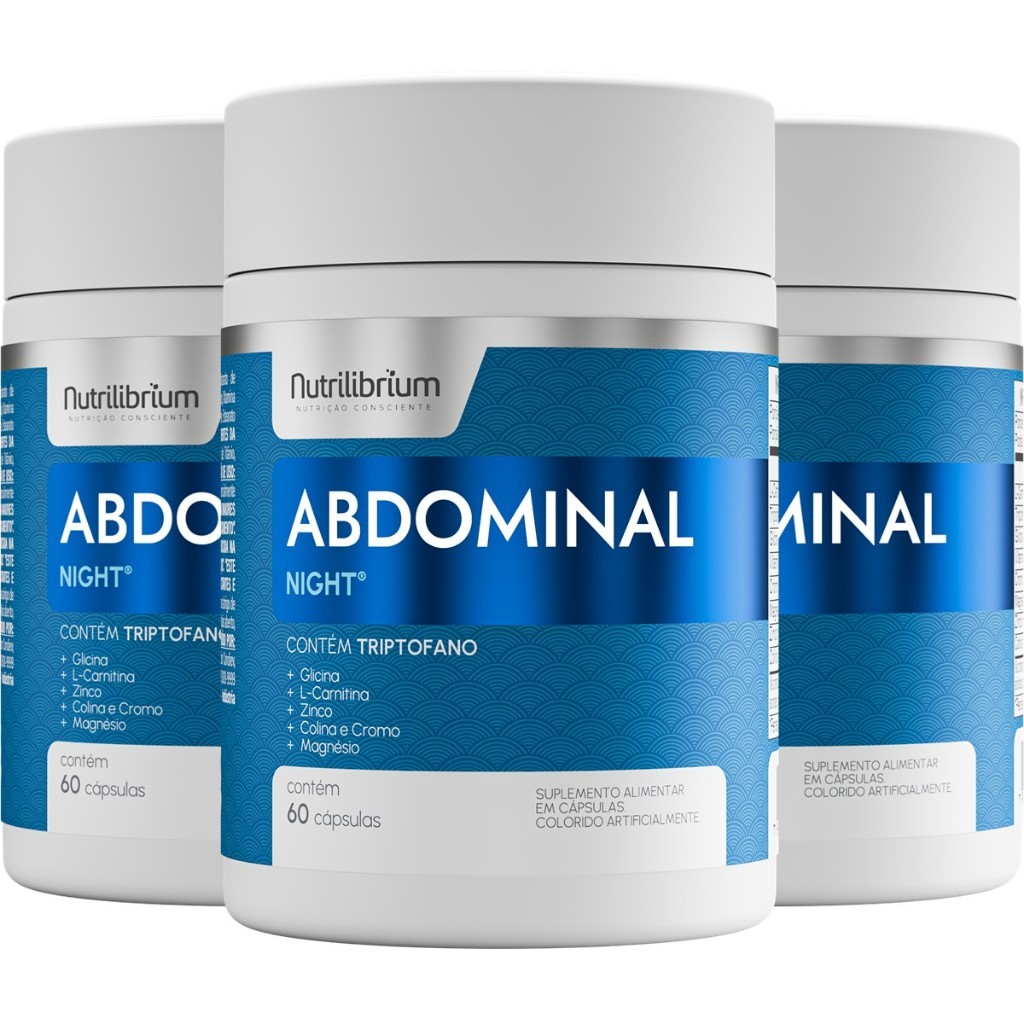 Kit 3x Abdominal Night Triptofano Cromo L-carnitina Zinco 180 Caps Nutrilibrium em Oferta na Shopee