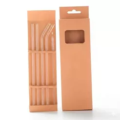 Combo 04 Canudos de Vidro Escova Transparente Ecológico e Higiênico Milk Shake