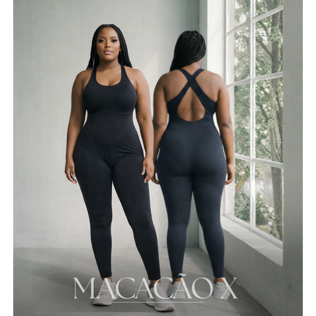 Macacão Longo Costas Cruzadas: Estilo, Sustentação e Conforto em Uma Só Peça Fresco Fitness Academia