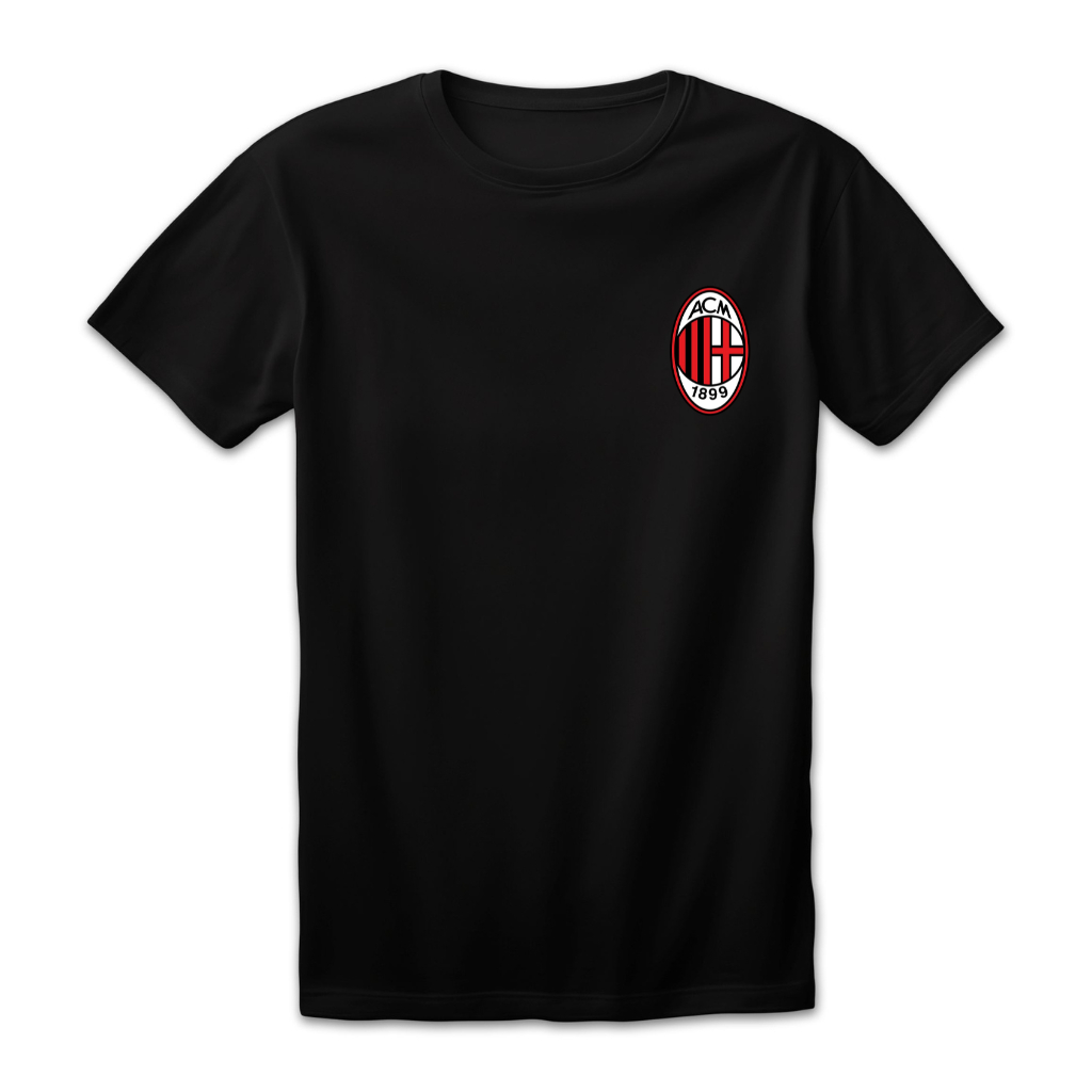 Camiseta Unissex Estampa Milan Time Futebol Algodão Conforto Estilo Casual Verão Dia a Dia Promoção