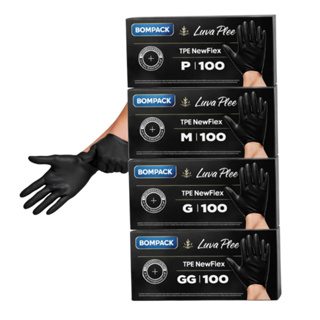Luva Preta Sem Pó Bompack Tamanho P;M;G – 100 Unidades em Oferta na Shopee