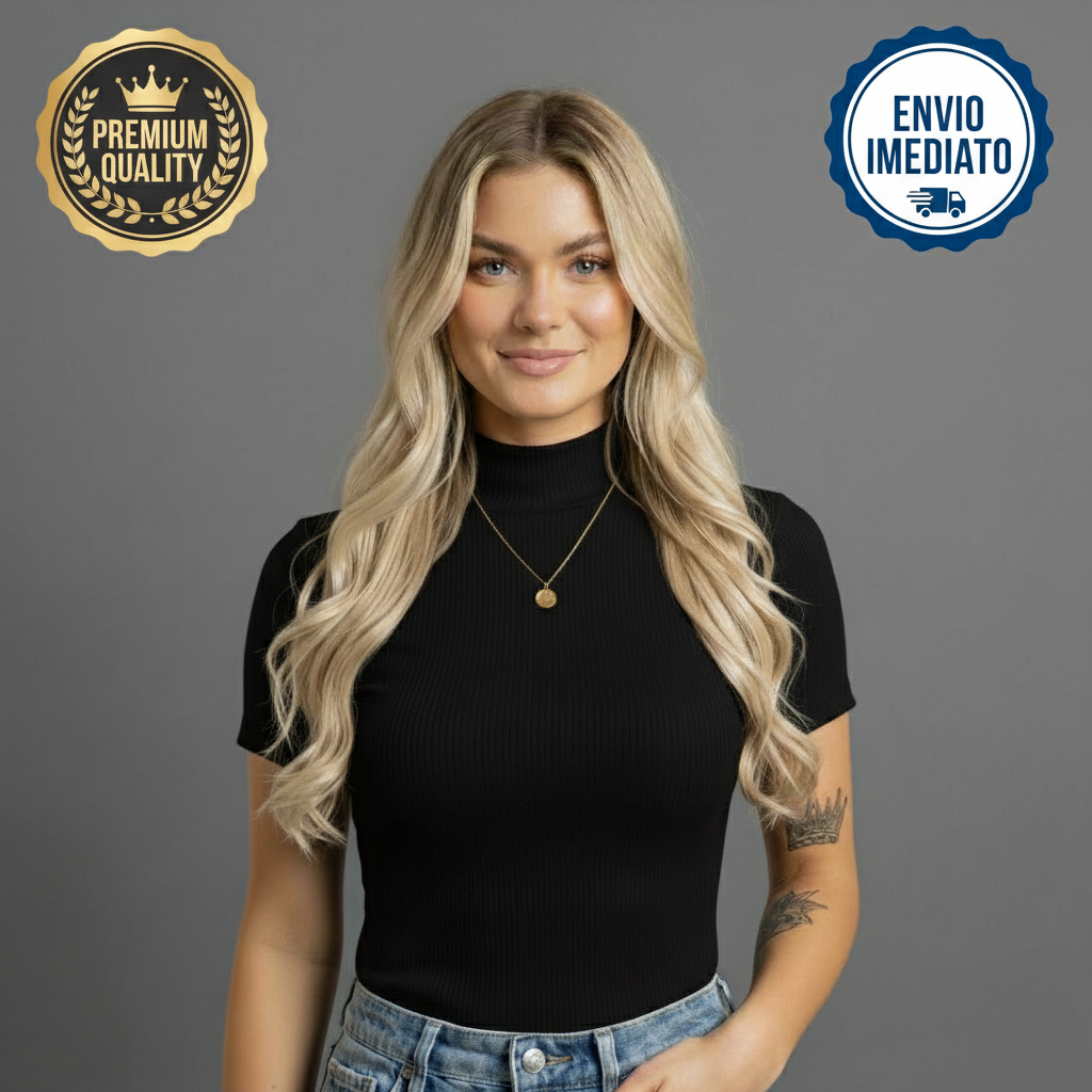 Blusa Canelada Feminina Gola Alta Conforto e Elegância