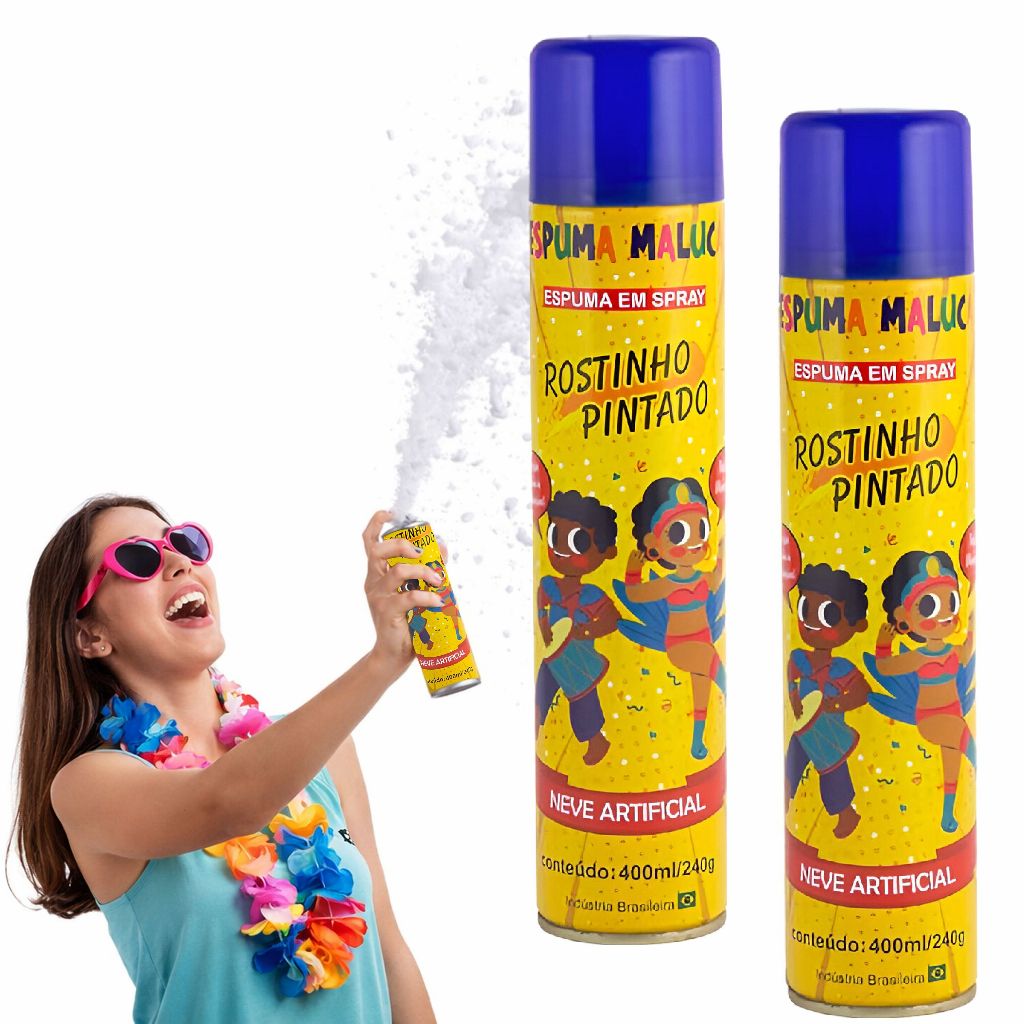 5~10 Lata Spray Neve Espuma Artificial 400ml Festa Carnaval Espuminha da Alegria Bloquinho e Folia
