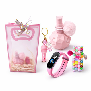Kit  Relógio Infantil Menina + Perfume Spray 100 ML + Lip Gloss + 4 Pulseiras - Presente Infantil Completo Meninas em Oferta na Shopee