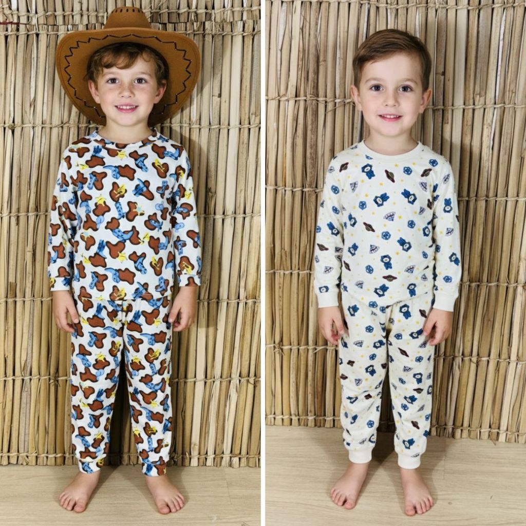 Pijama Infantil Suede Longo Manga Comprida E Calça Confortável Estampado Meia Estação Bebe Conjunto