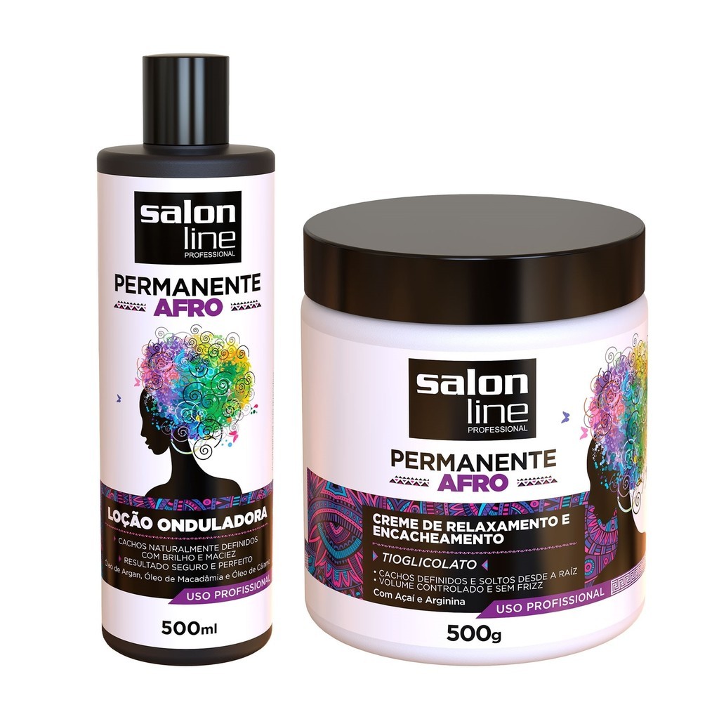 Kit Permanente Afro Salon Line em Oferta na Shopee