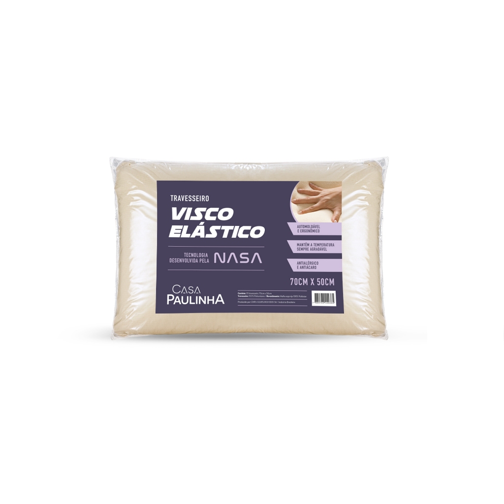 Travesseiro Viscoelástico Nasa 70cm X 50cm Ortopédico
