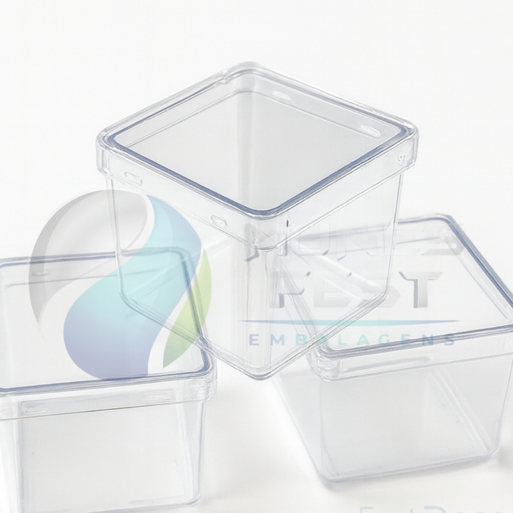 Kit Caixinhas Acrilicas 5x5 - 100 unidades - para lembrancinha transparente cristal para decoraçao