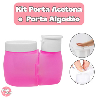 Kit 2 em 1 Porta Acetona com dosador + Porta Algodão para Manicure e Pedicure em Oferta na Shopee