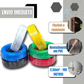 FIO CABO ELÉTRICO FLEXÍVEL 2,5mm² - 100 METROS em Oferta na Shopee