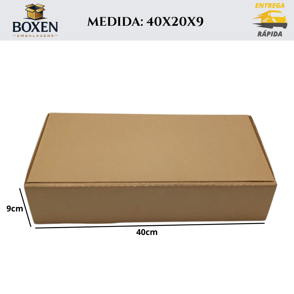 10 Caixas de Papelão Parda 40x20x9 cm | Embalagem para E-commerce, Correios e Envios em Oferta na Shopee