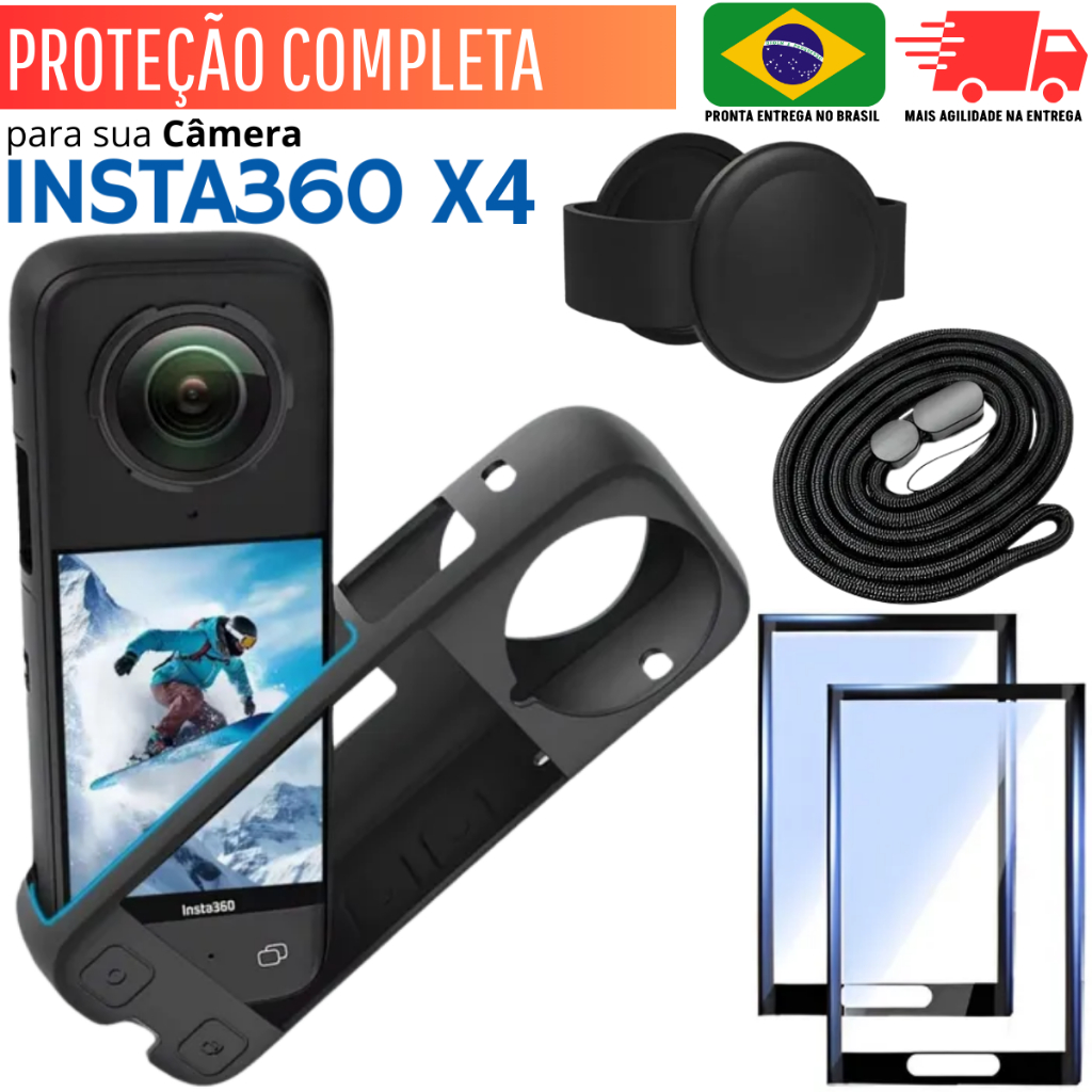 Kit Premium Insta360 X4 Protetor de Tela + Case de Silicone
