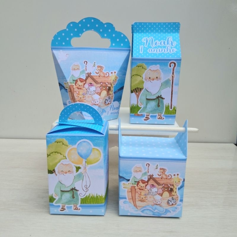 kit caixas personalizada ARCA DE NOÉ AQUARELA/MENINO/lembrancinha de aniversário para festa infantil/mimo personalizado