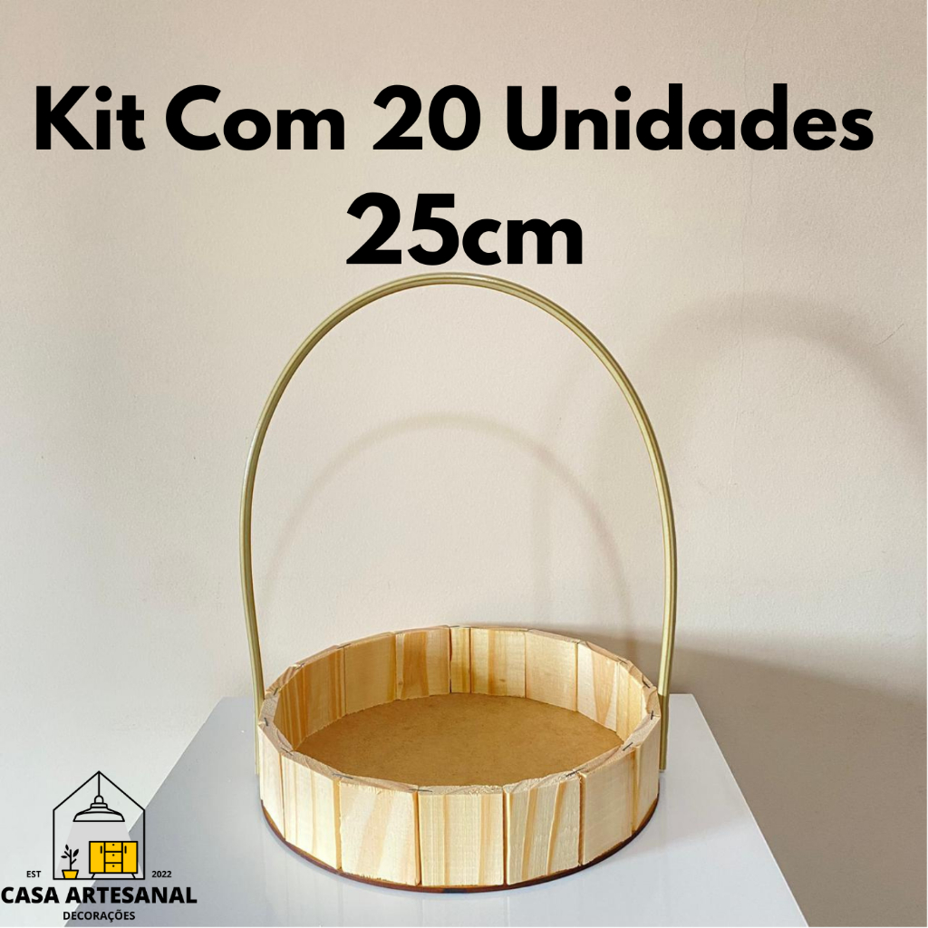 Kit 20 Cestas de Madeira 25cm | Cesta para Presente, Cesta de Páscoa Chocolate e Datas Comemorativas