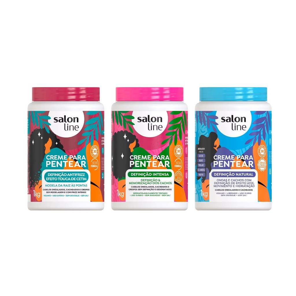 Kit com 3 Cremes Para Pentear Definição Salon Line em Oferta na Shopee