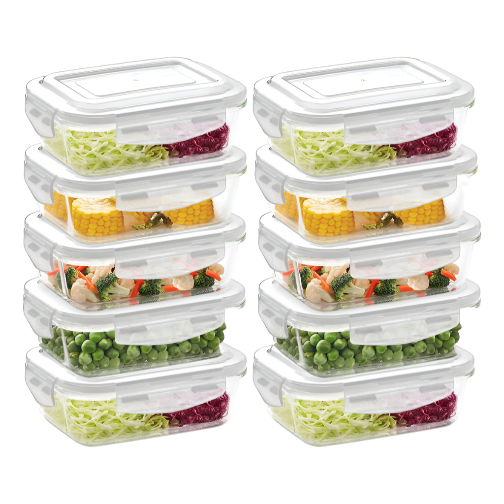 Jogo 10 Pote Marmita Vidro 640 ML Hermético 4 Travas em Oferta na Shopee