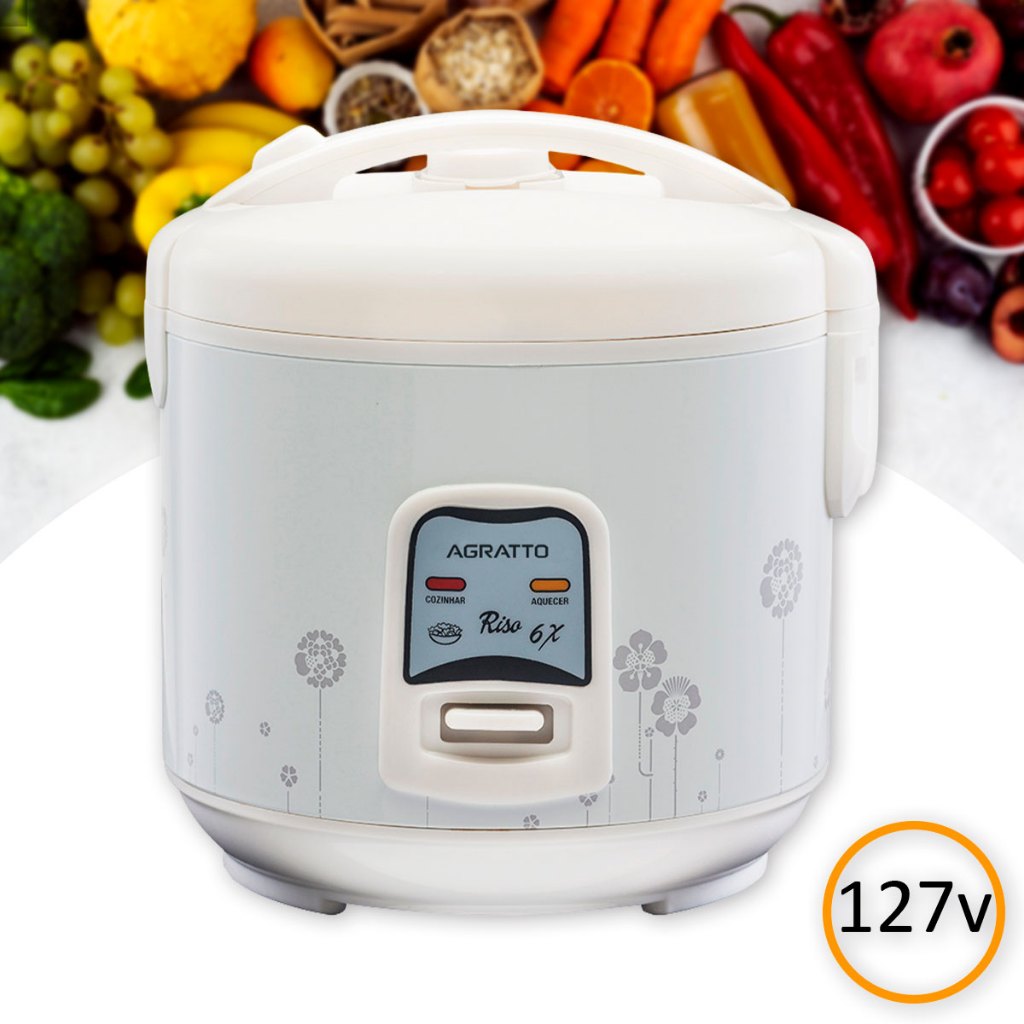 Panela Elétrica Para Arroz Legumes Verduras Riso 6 Xícaras Branca 127v Agratto em Oferta na Shopee