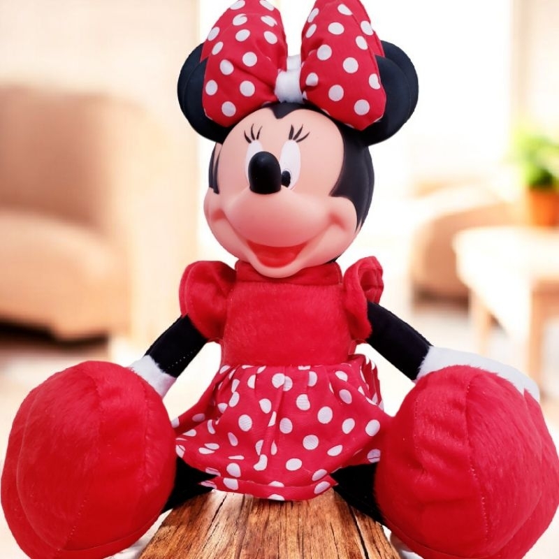 Boneca minnie rosa e vermelha decoração infantil pelúcia com cheirinho e flexível 35cm em Oferta na Shopee