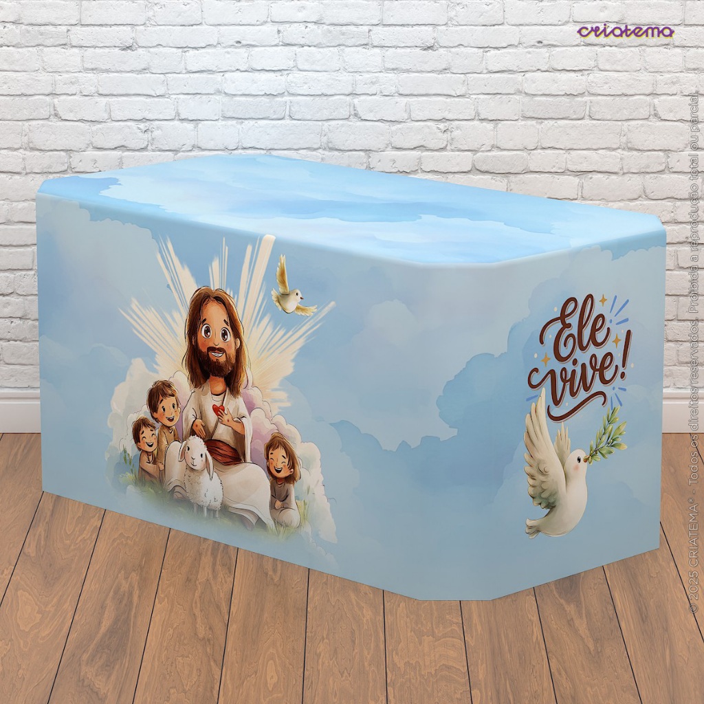 Capa Forro de Mesa Decorativa Páscoa Religiosa Sublimado Em Tecido Veste Fácil em Oferta na Shopee